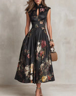 Madeline | Vestito Midi in Raso Plissettato Floreale