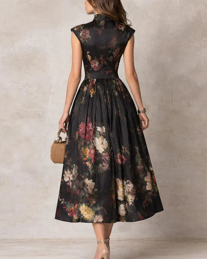 Madeline | Vestito Midi in Raso Plissettato Floreale