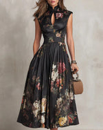 Madeline | Vestito Midi in Raso Plissettato Floreale