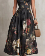 Madeline | Vestito Midi in Raso Plissettato Floreale
