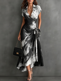 Perla | Vestito Midi Avvolgente Astratto con Collo