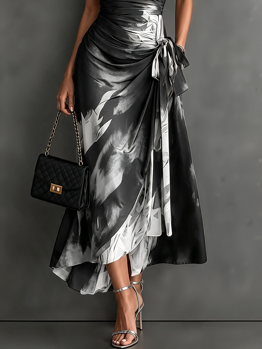 Perla | Vestito Midi Avvolgente Astratto con Collo