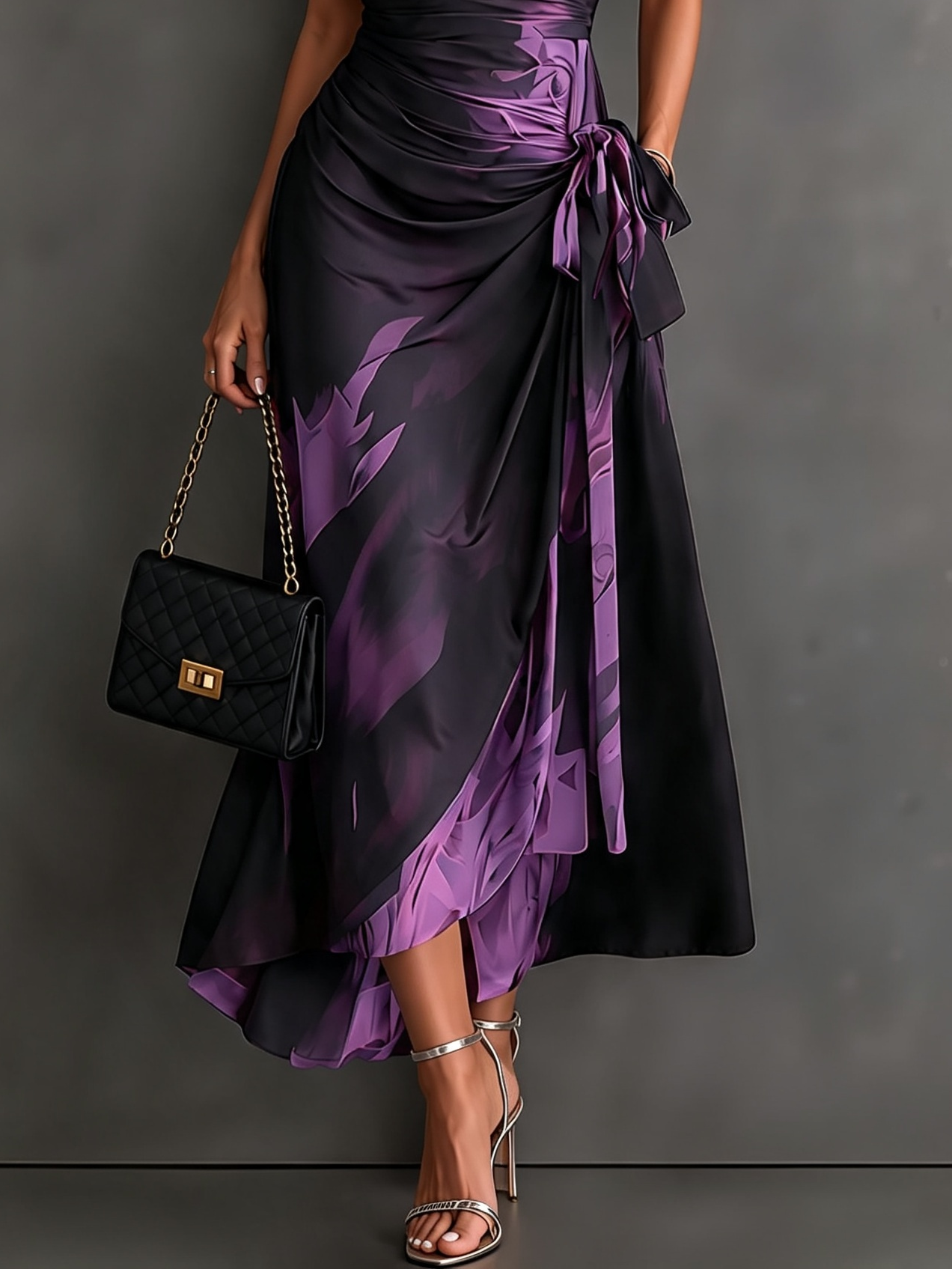 Violeta | Vestito Midi Avvolgente Astratto con Collo