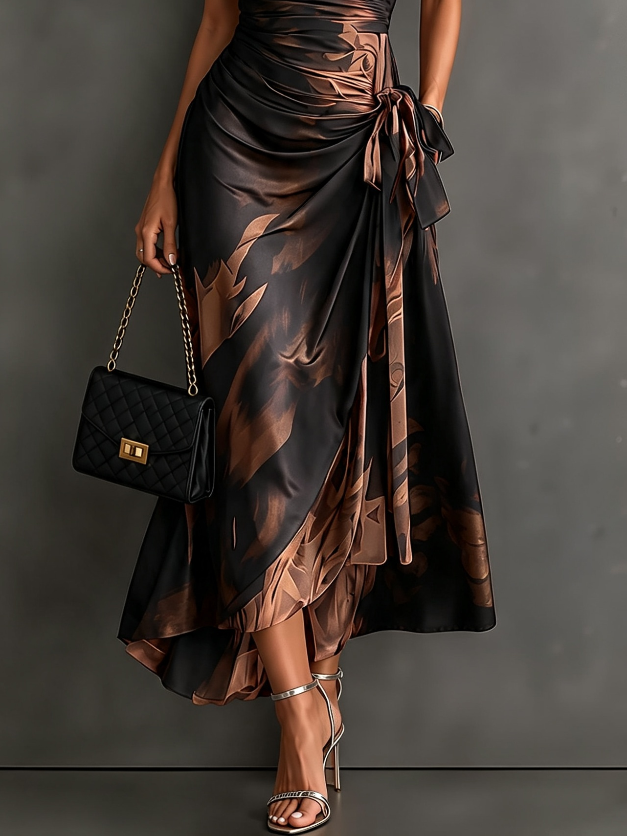 Ámbar | Vestito Midi Avvolgente Astratto con Collo