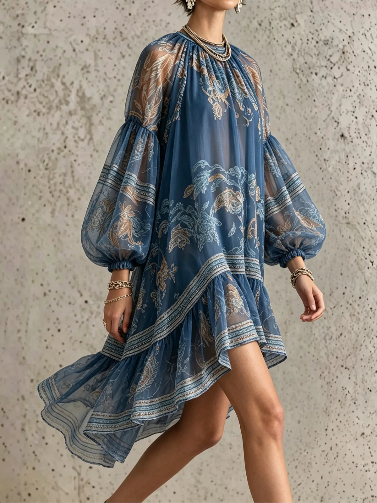 Marina | Vestito mini svasato a maniche lunghe elegante vintage