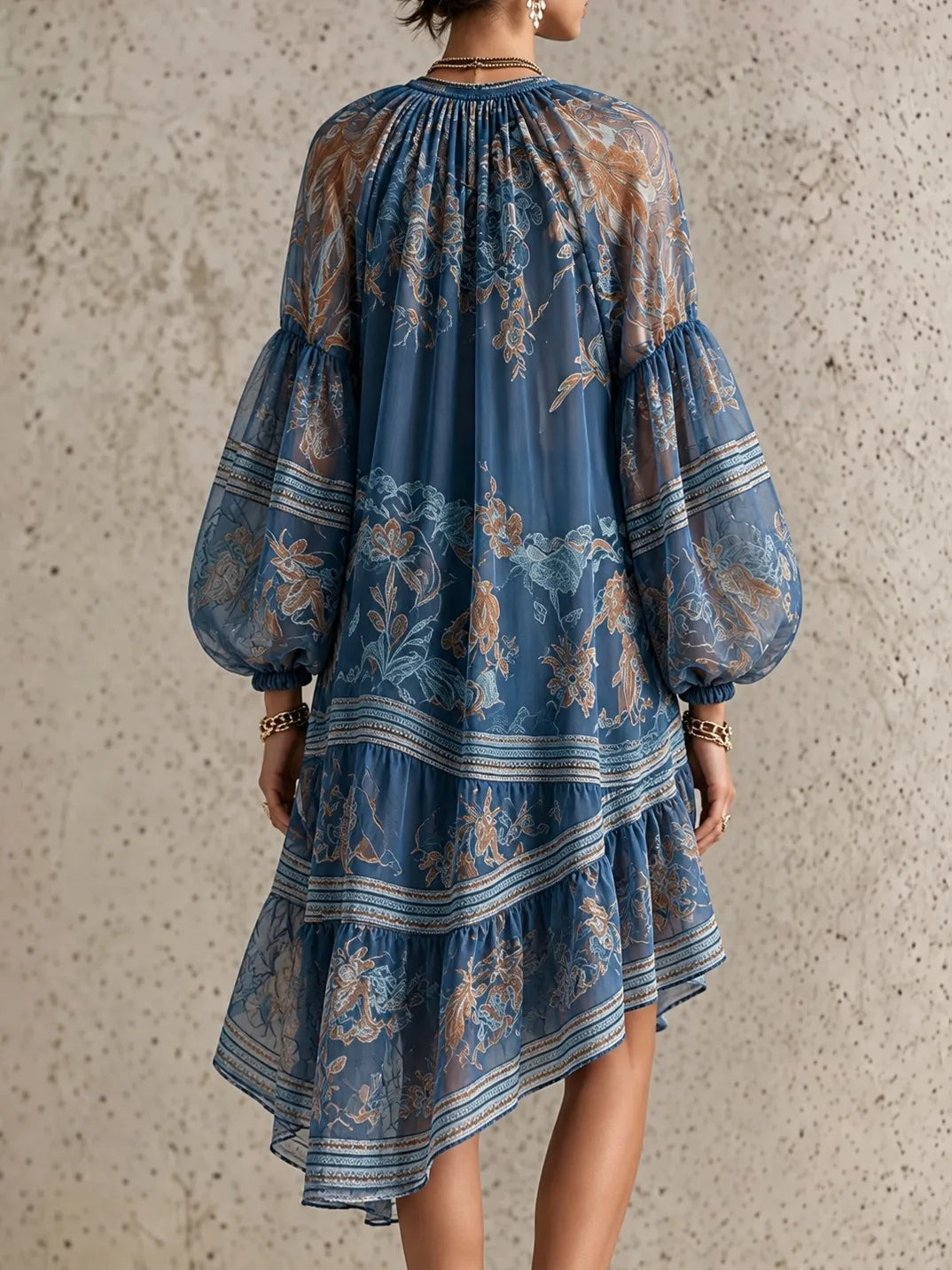 Marina | Vestito mini svasato a maniche lunghe elegante vintage