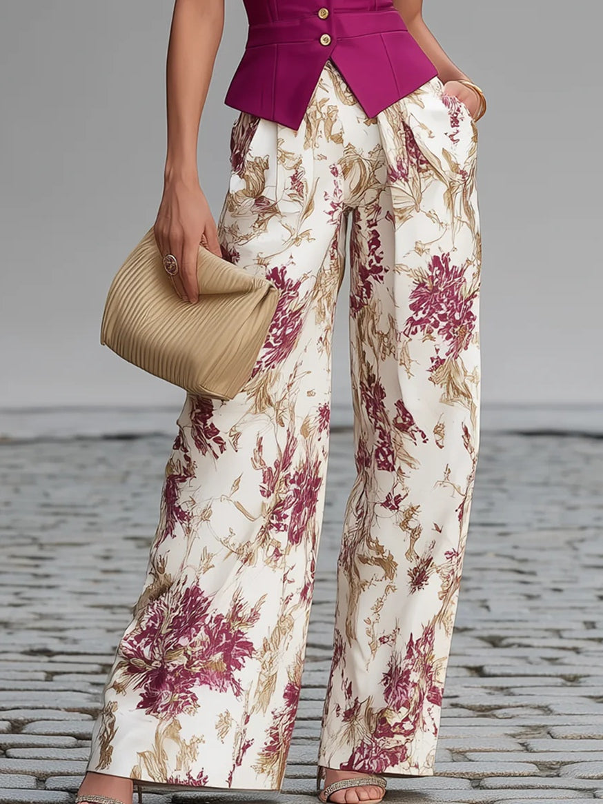 Petra | Completo Gilet e Pantaloni Floreale