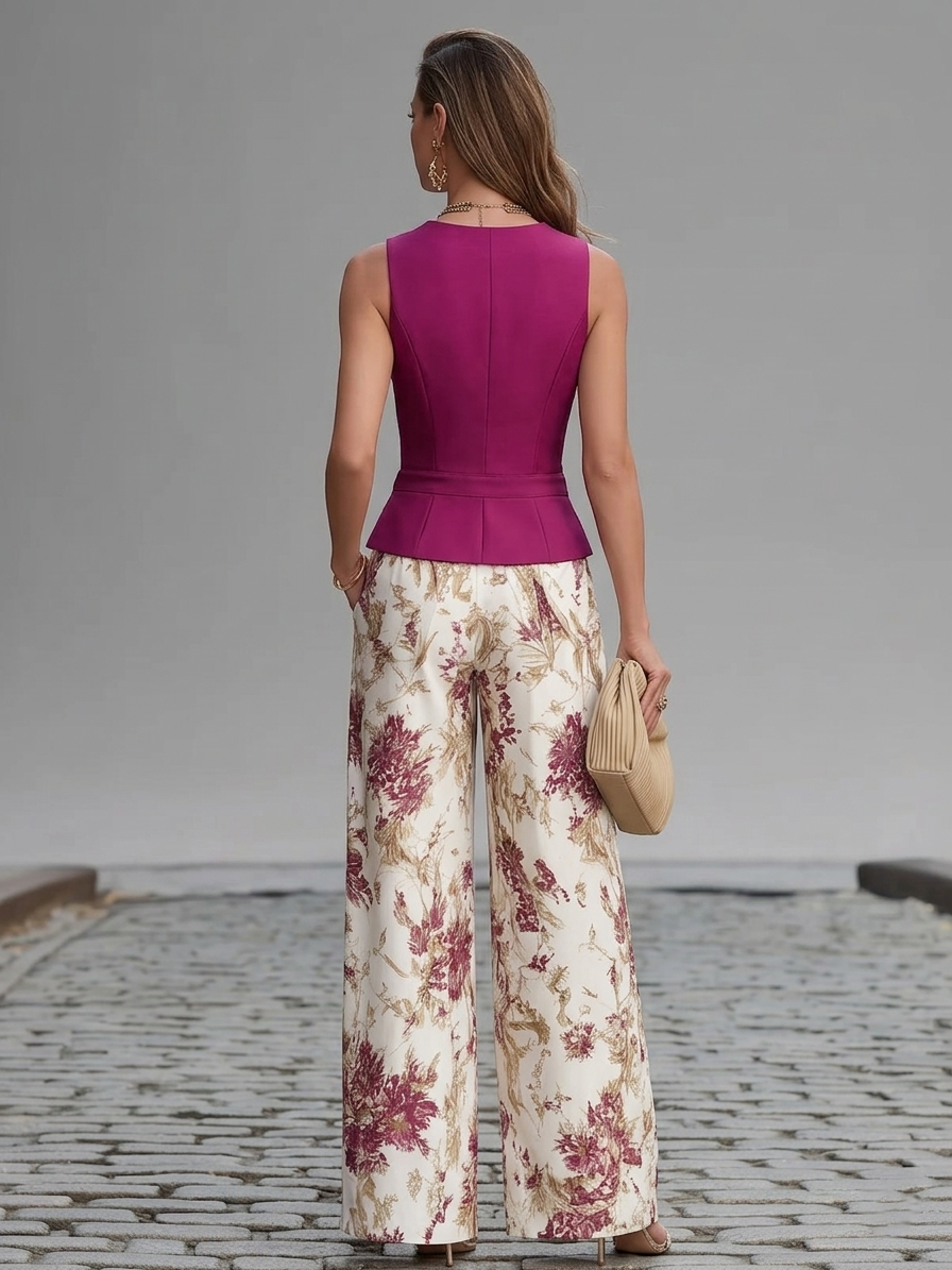 Petra | Completo Gilet e Pantaloni Floreale