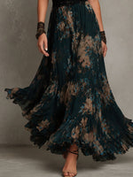 Alejandra | Vestito maxi in chiffon vintage verde scuro con pizzo