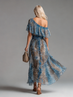 Seraphina | Vestito Maxi Leopardo Asimmetrico