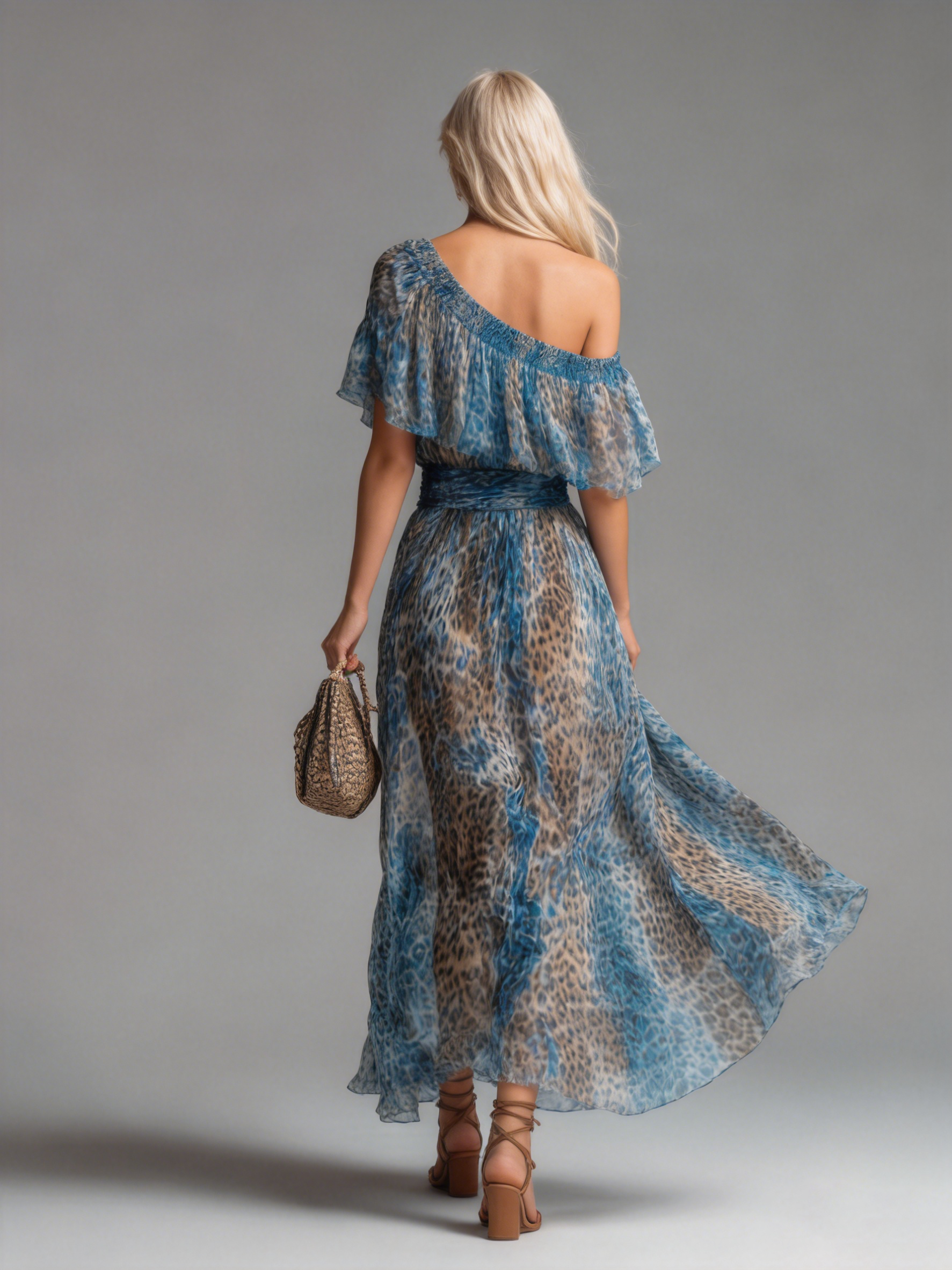 Seraphina | Vestito Maxi Leopardo Asimmetrico
