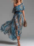 Seraphina | Vestito Maxi Leopardo Asimmetrico