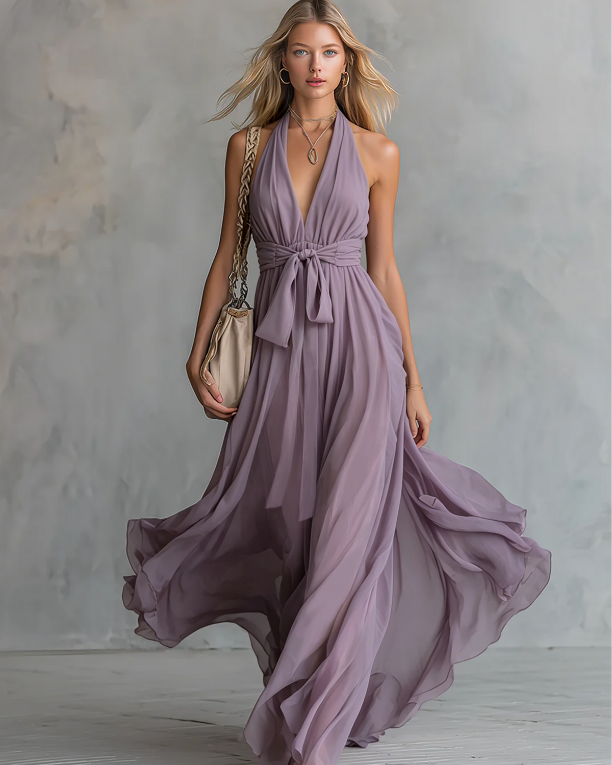 Luna | Vestito Halter con Caduta Fluida