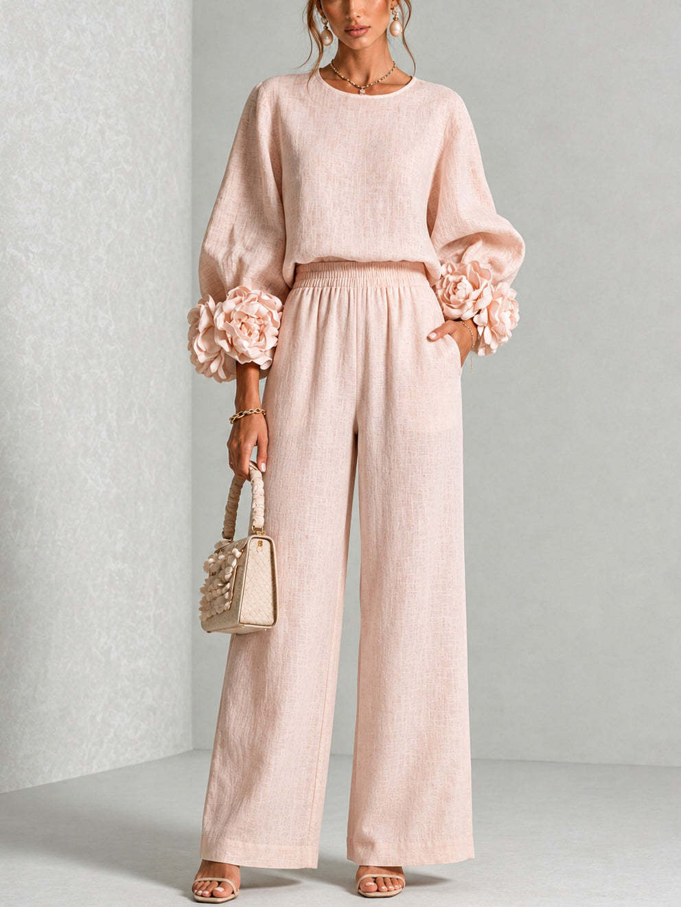Giulia | Conjunto Ancho de Manga Farol con Flores