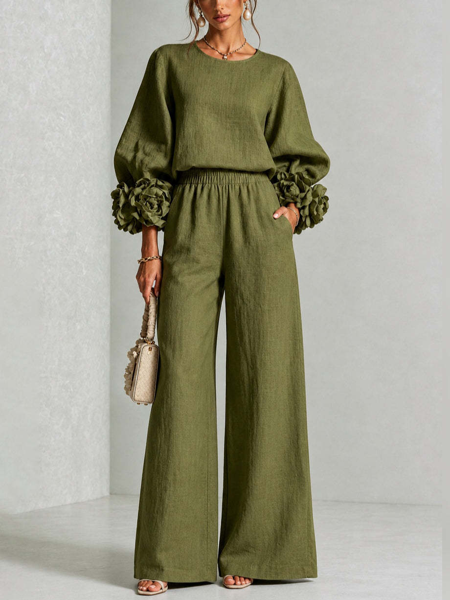 Giulia | Conjunto Ancho de Manga Farol con Flores