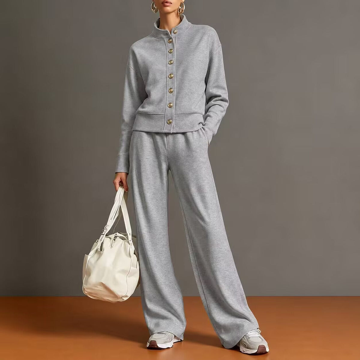 Alba | Completo in Maglia con Collo Alto e Pantaloni a Gamba Larga