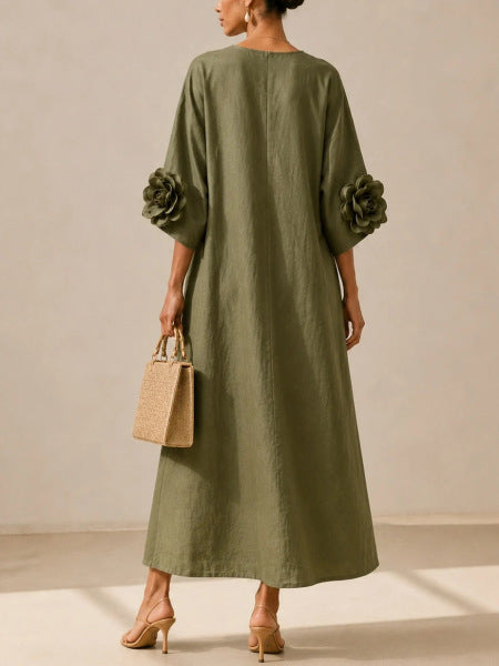 Marie | Vestito Midi con Maniche Floreali Imponenti